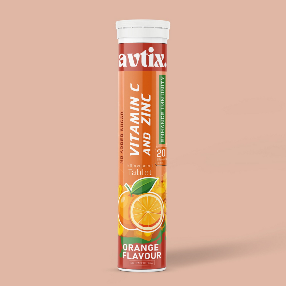 Avtix Vitamin C and Zinc Orange Flavour Effervescent Tablet