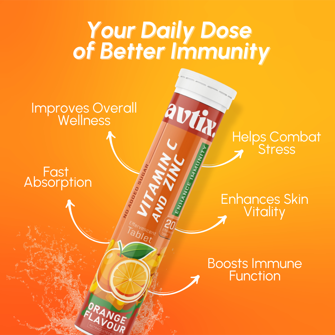 Avtix Immunity Glow Combo- Vitaminc C, Zinc and Glutathione Effervescent Tablet